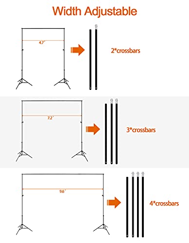 Sutekus Photo Backdrop Stand Adjustable Background Support Kit with Spring Clamps for Portrait Photography Video Studio