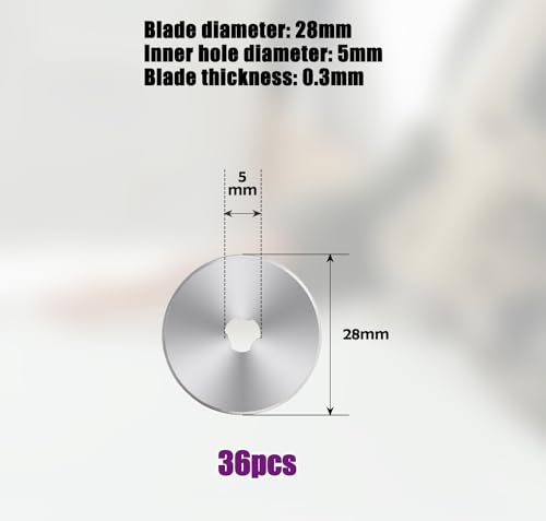 Sutekus 45mm Rotary Cutter Blades 36 Packs Replacement Blades for Crafts Quilting Scrapbooking Sewing, Compatible with Fiskars Olfa Martelli Truecut Cutter