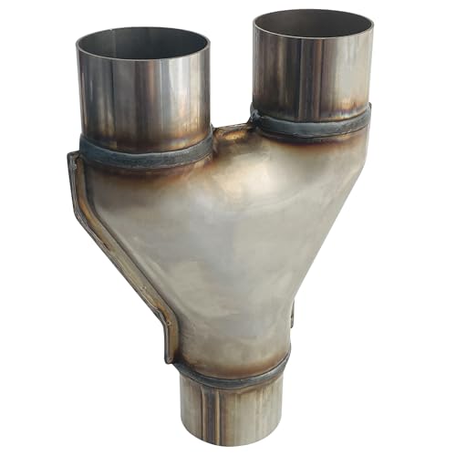 Sutekus Exhaust Y Pipe Stainless Steel 2.5" Single to 2.5" Dual Exhaust Adapter Connector Universal Exhaust Pipe Connector