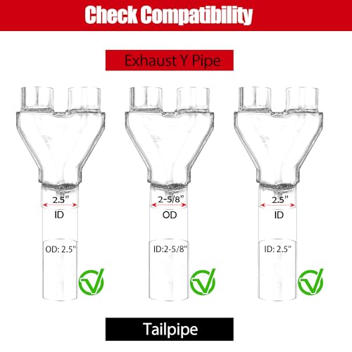 Sutekus Exhaust Y Pipe Stainless Steel 2.5" Single to 2.5" Dual Exhaust Adapter Connector Universal Exhaust Pipe Connector