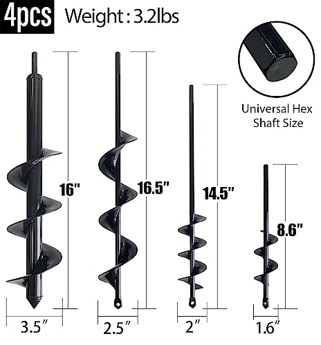 Sutekus Auger Drill Bit for Planting Heavy Duty Garden Auger Spiral Drill Bit Easy Bulb Auger Planter Tool for Bedding Digging Plants Flowers