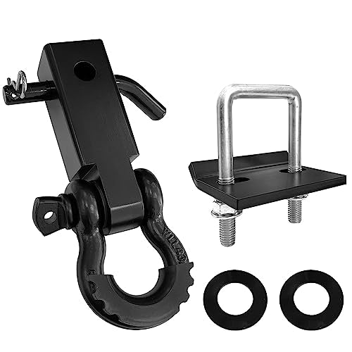 Sutekus Shackle Hitch Receiver for 2" Receivers Heavy Duty Towing Hitch Receivers Towing Accessories for Vehicle Recovery Off-Road, Black