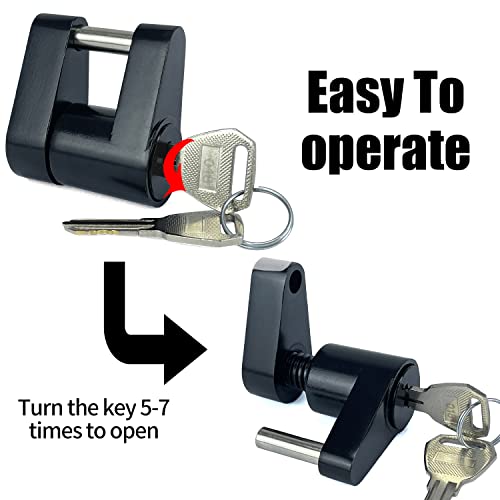 Sutekus Keyed Alike Trailer Coupler Lock, Dia 1/4 Inch, 3/4 Inch Span, Trailer Hitch Lock Heavy-Duty Steel Trailer Tongue Locks for Tow Boat RV Truck Car Coupler