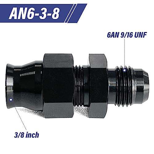 Sutekus 6AN Male to 5/16" Hardline Compression Fitting Adapter Aluminum Fuel Line Fitting Straight Hard Tube Adapter