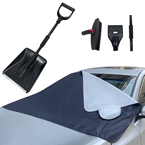 Sutekus Snow Brush Kit Includes Snow Shovel, Ice Scraper, Snow Brush and Car Windshield Snow Cover for Auto Cars SUV Trucks