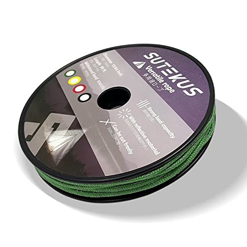 Sutekus Reflective Paracord High Strength Utility Rope Nylon Paracord for Camping Tent Outdoor Hunting Backpacking Packaging, Sizes of 1/8" 5/32" 3/16"