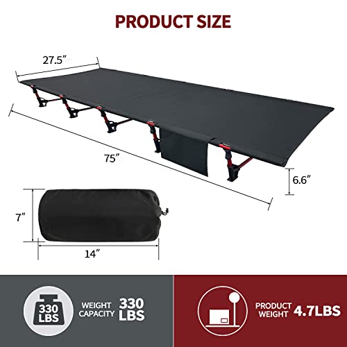 Sutekus Portable Camping Cot Sleeping Cot Ultralight Backpacking Cot Bed for Outdoor Hiking Travel Beach Mountaineering