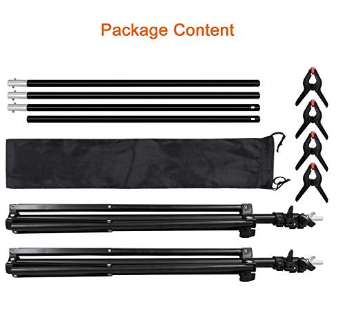 Sutekus Photo Backdrop Stand Adjustable Background Support Kit with Spring Clamps for Portrait Photography Video Studio