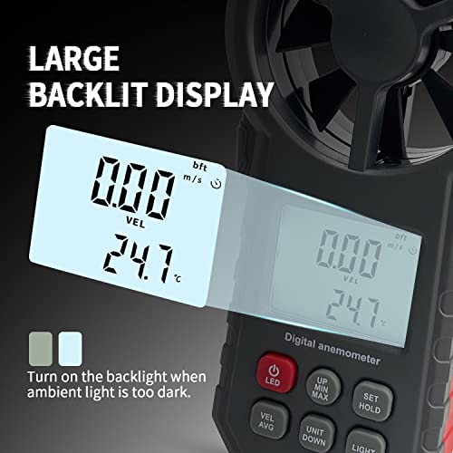 Sutekus Anemometer Digital Wind Speed Meter Wind Gauge Air Flow Velocity Test for Home Outdoor