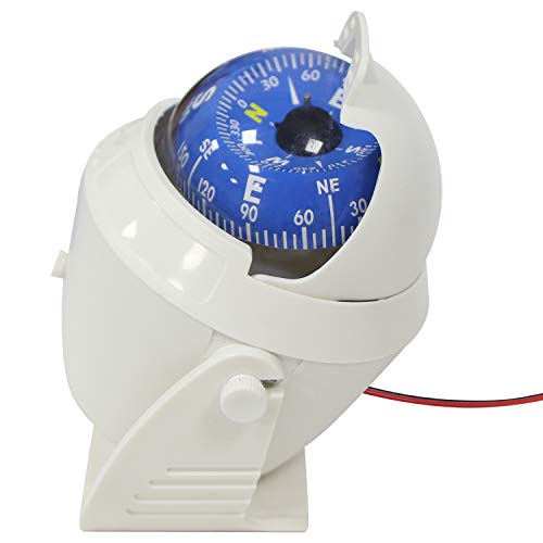 Sutekus Boat Compass Marine Illuminated Dashboard Compass with Surface Mount