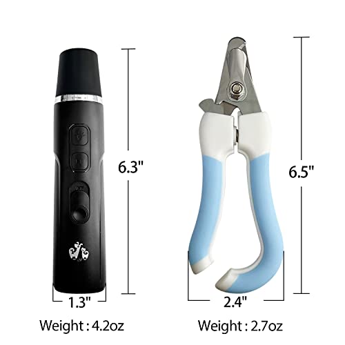 Sutekus Dog Nail Grinder Pet Nail Grinder with Nail Clippers Set Rechargeable Pet Nail Trimmer with LED Light for Small Medium Large Dogs & Cats