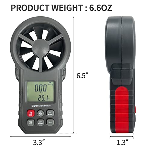 Sutekus Anemometer Digital Wind Speed Meter Wind Gauge Air Flow Velocity Test for Home Outdoor