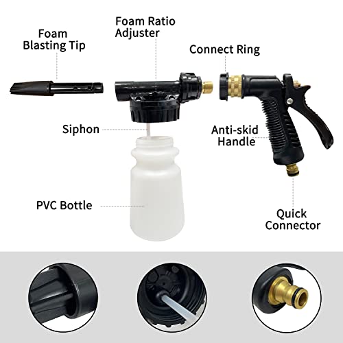 Sutekus Car Wash Foam Gun Adjustable Foam Blaster with Quick Connector Spray Foam Gun Cleaner for Car Home Garden