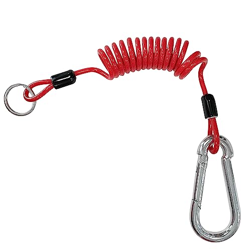 Sutekus Breakaway Trailer Cable Spring Towing Coiled Wire with Carabiner Stainless Steel Coiled Safety Cables Strap for RV Towing Trailer