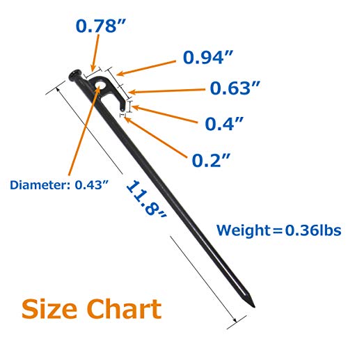 Sutekus Tent Stakes,Tent Pegs Heavy-Duty Steel,with Storage Bag