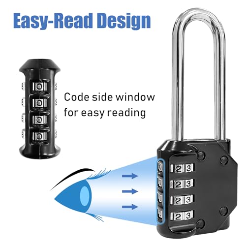 Sutekus Combination Lock 4 Digit Combination Padlock Waterproof Resettable Lock for School Gym Sports Locker, Fence, Toolbox, Case, Hasp Cabinet Storage, 2Pack