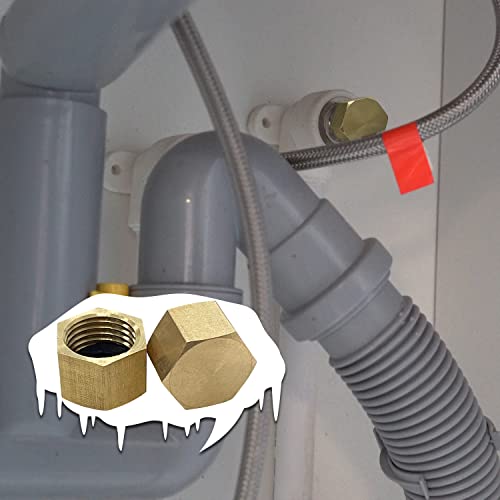 Sutekus Pipe Fitting Cap Female Pipe Brass Fitting Hex Compression Stop Valve Connector with Extra Rubber Gasket,6 Pack