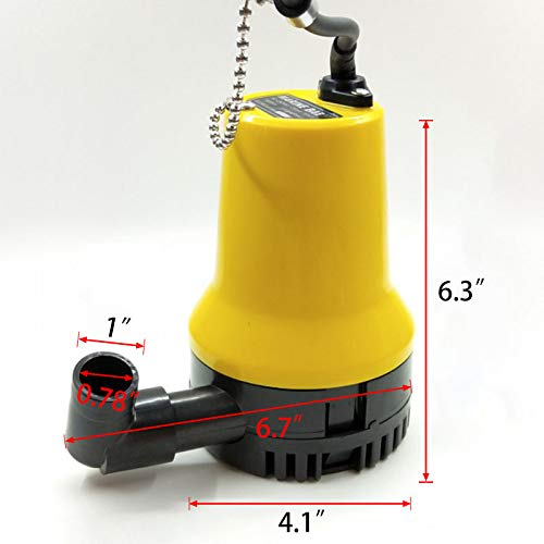 Sutekus Small Submersible Pump 12V for Pumping and Draining Seawater Maximum Discharge Rate 70 l/min