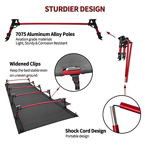 Sutekus Portable Camping Cot Sleeping Cot Ultralight Backpacking Cot Bed for Outdoor Hiking Travel Beach Mountaineering