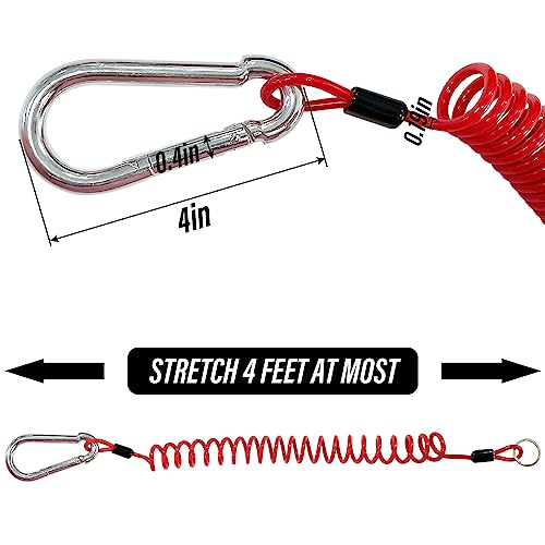 Sutekus Breakaway Trailer Cable Spring Towing Coiled Wire with Carabiner Stainless Steel Coiled Safety Cables Strap for RV Towing Trailer