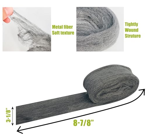 Sutekus Steel Wool Roll Fill Fabric Gap Filler Wire Mesh Roll Hardware Cloth for Holes Wall Cracks Vents Protect House Garden Garage Office, 4 Roll