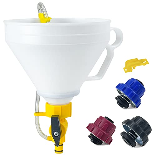 Sutekus Coolant Funnel Kit with Valve Switch No Spill Radiator Coolant Filling Funnel Bleeding Funnel with Adapters for GM Ford Mazda