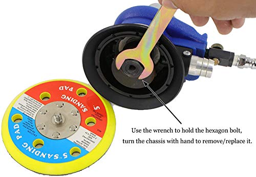 Sutekus 5" Random Orbital Sander Kit Dual Action Palm Sander Pneumatic Sander Polisher with 10 Pcs Sandpapers and Dust Bag for Auto Body Work Woodworking Polishing