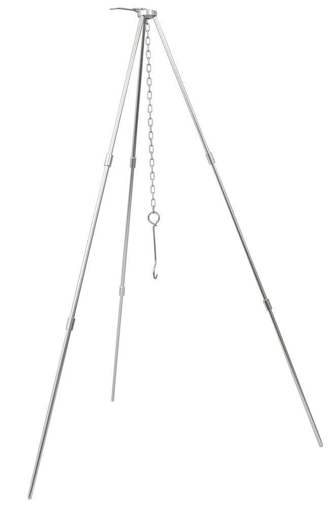 Sutekus Camping Tripod Camp Fire Tripod Portable Campfire Cooking Dutch Oven Tripod and Lantern Hanger silver