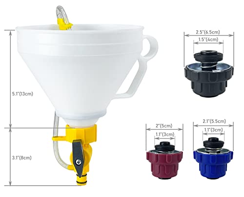 Sutekus Coolant Funnel Kit with Valve Switch No Spill Radiator Coolant Filling Funnel Bleeding Funnel with Adapters for GM Ford Mazda
