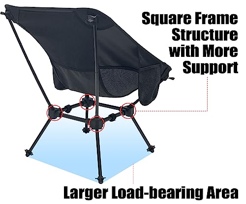 Sutekus Portable Camping Folding Chair Lightweight Camp Chair with Cup Holder and Side Bag Compact Backpacking Chairs for Camp Hiking Lawn Beach Sports