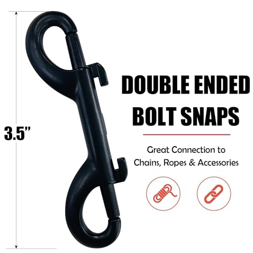 Sutekus Bolt Snaps Double Ended Hooks 3.5" Zinc Alloy Trigger Chain Clips for Water Bucket Dog Leash Sling Feed Buckets, 6 Pieces