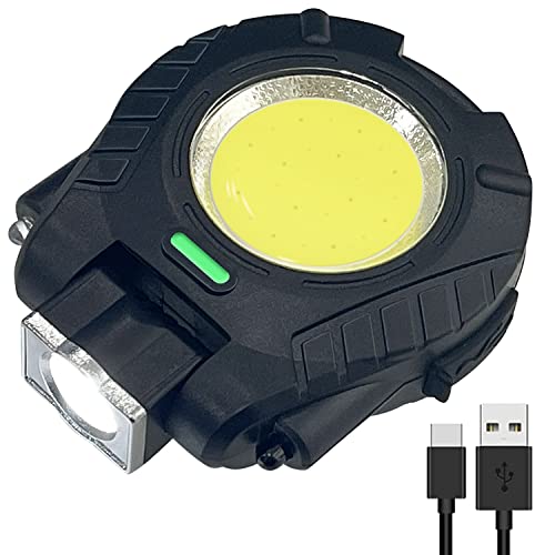 Sutekus Mini COB 500 Lumens Flashlight Auto Sensor LED Light USB Rechargeable 5 Modes Bright Pocket Clip-on Flashlight with Magnet Base Folding Bracket and Bottle Opener for Camping Hiking