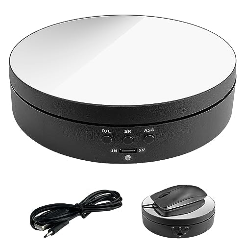Sutekus Rotating Display Stand 360 Degree Motorized Turntable Revolving Base with Mirror Glass for Photography Live Streaming Products Jewelry 3D Models