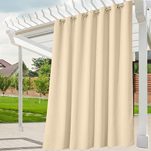 Sutekus Outdoor Waterproof Curtains - Privacy Curtain Panel, 52W x 84L Inch Sun Blocking Fade-Resistant Grommet Curtains for Indoor, Patio, Porch, Pergola,1 Panel