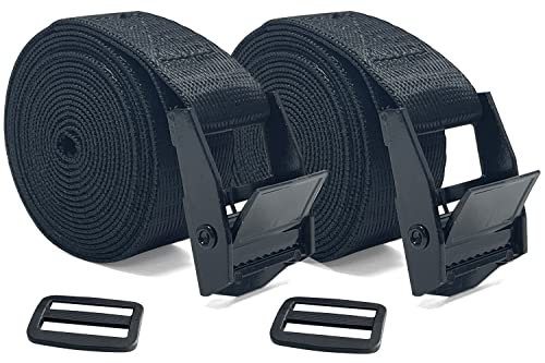 Sutekus Cargo Lashing Strap 1“ Tie Down Straps Utility Straps Adjustable Securing Straps for Cargo Luggage Bicycles Kayaks Motorcycles, 2Pack
