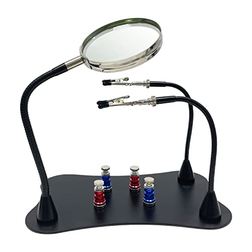 Sutekus Helping Hands for Soldering PCB Circuit Board Holder with 2.5X Magnifier for Electronic Repair Jewelry Craft DIY Hobby Workshop Helping Station