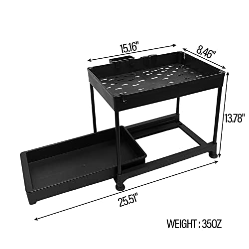 Sutekus Under Sink Organizers and Storage 2 Tier Slide Out Sink Organizer With Hooks & Hanging Cup Multi-Use Storage Shelves For Bathroom Kitchen Cabinet