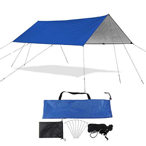 Sutekus Camping Tarp Hammock Rain Fly Waterproof Tent Tarp Lightweight Backpacking 12FT Extra Large Footprints for Camping Boat RV Or Pool Cover