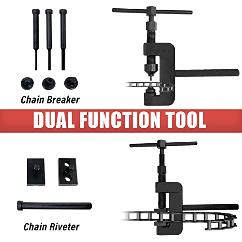 Sutekus Chain Breaker 13pcs Motorcycle Chain Tool with Carrying Case Chain Cutter and Riveter Chain Link Removal Tool for Dirt Bike ATV Motorcycle