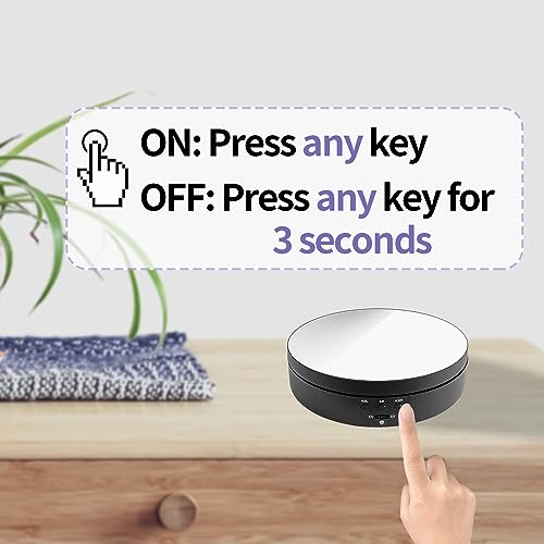 Sutekus Rotating Display Stand 360 Degree Motorized Turntable Revolving Base with Mirror Glass for Photography Live Streaming Products Jewelry 3D Models