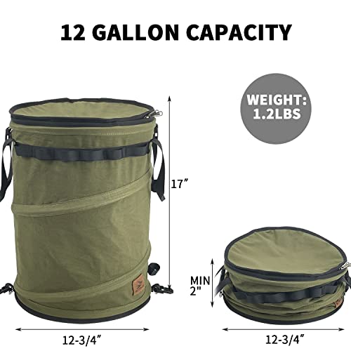 Sutekus Pop Up Storage Bin Collapsible Trash Can Recycle Container Reusable Utility Storage Bag with Zippered Lid for Camping, Laundry, Storage and Garden