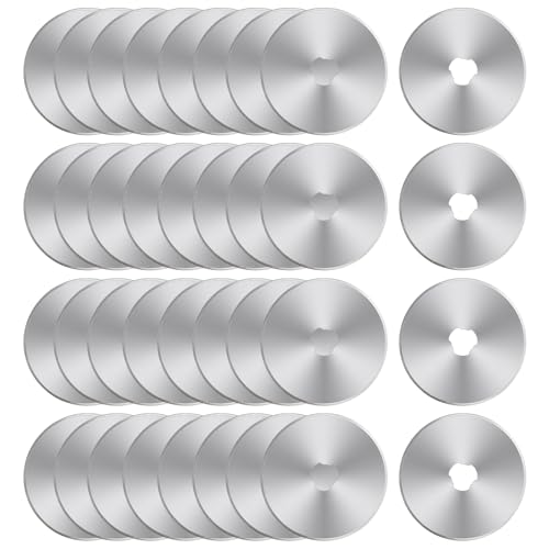 Sutekus 45mm Rotary Cutter Blades 36 Packs Replacement Blades for Crafts Quilting Scrapbooking Sewing, Compatible with Fiskars Olfa Martelli Truecut Cutter
