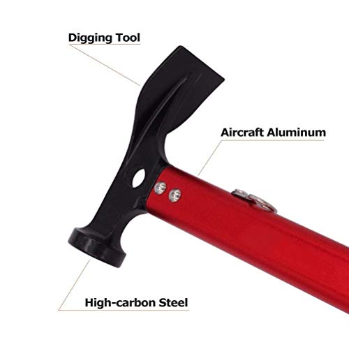 Sutekus Peg Hammer Wedge Hammer Tent Hammer Camping Hammer Lightweight Aluminum Outdoor Mountaineering Travel Multifunction High Carbon Steel Aluminum Outdoor Mountaineering Tourism Camping