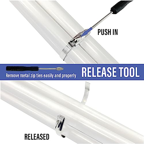 Sutekus Cable Tie Gun Kit Stainless Steel Tie Tool with 100 Pieces Stainless Steel Cable Zip Ties for Fastening & Cutting Up To 12mm Width Cable Ties