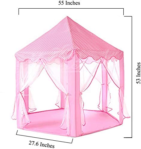 Sutekus Play Tent Girl's Dream Castle Hexagon Princess Tent Children Pretend Play House for Indoor Outdoor Game