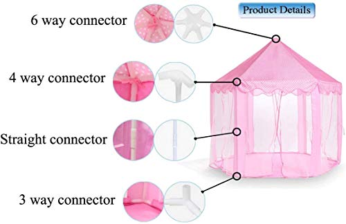 Sutekus Play Tent Girl's Dream Castle Hexagon Princess Tent Children Pretend Play House for Indoor Outdoor Game
