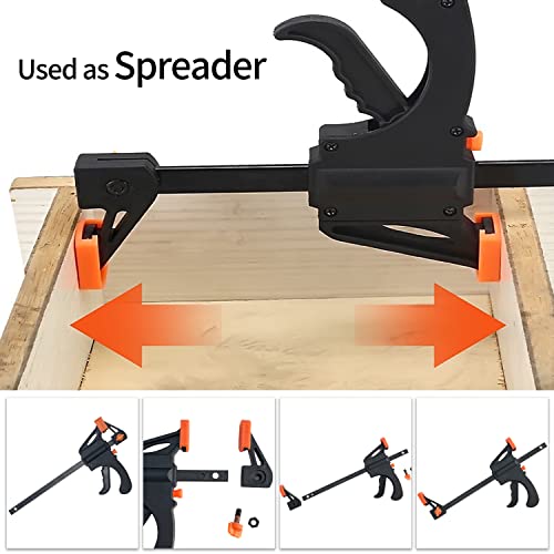Sutekus Ratchet Bar Clamps Trigger Clamp Set 4-Inch Wood Clamp 6-Inch Clamp Spreader for Woodworking DIY Securing, Set of 4