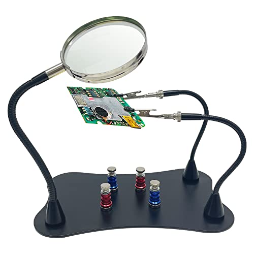 Sutekus Helping Hands for Soldering PCB Circuit Board Holder with 2.5X Magnifier for Electronic Repair Jewelry Craft DIY Hobby Workshop Helping Station