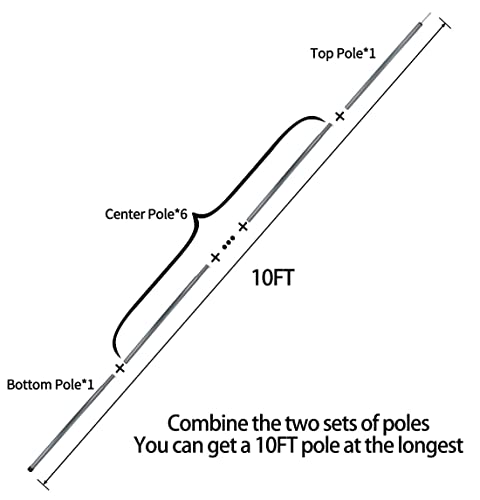 Sutekus Steel Rod Tent Pole Replacement Accessorie 2pc/Set Adjustable Bars