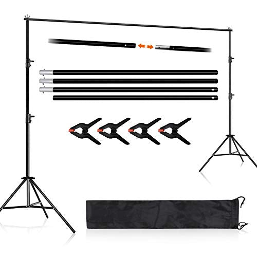 Sutekus Photo Backdrop Stand Adjustable Background Support Kit with Spring Clamps for Portrait Photography Video Studio